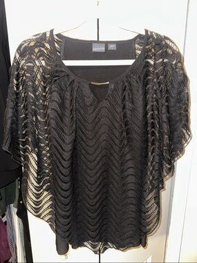 Covington Black Lace Overlay Women's Top